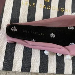 Lele Sadoughi Faux Leather Mauve Headband with Pearls Lele Sadoughi | Accessories | Lele Sadoughi Mauve Faux  main image 2